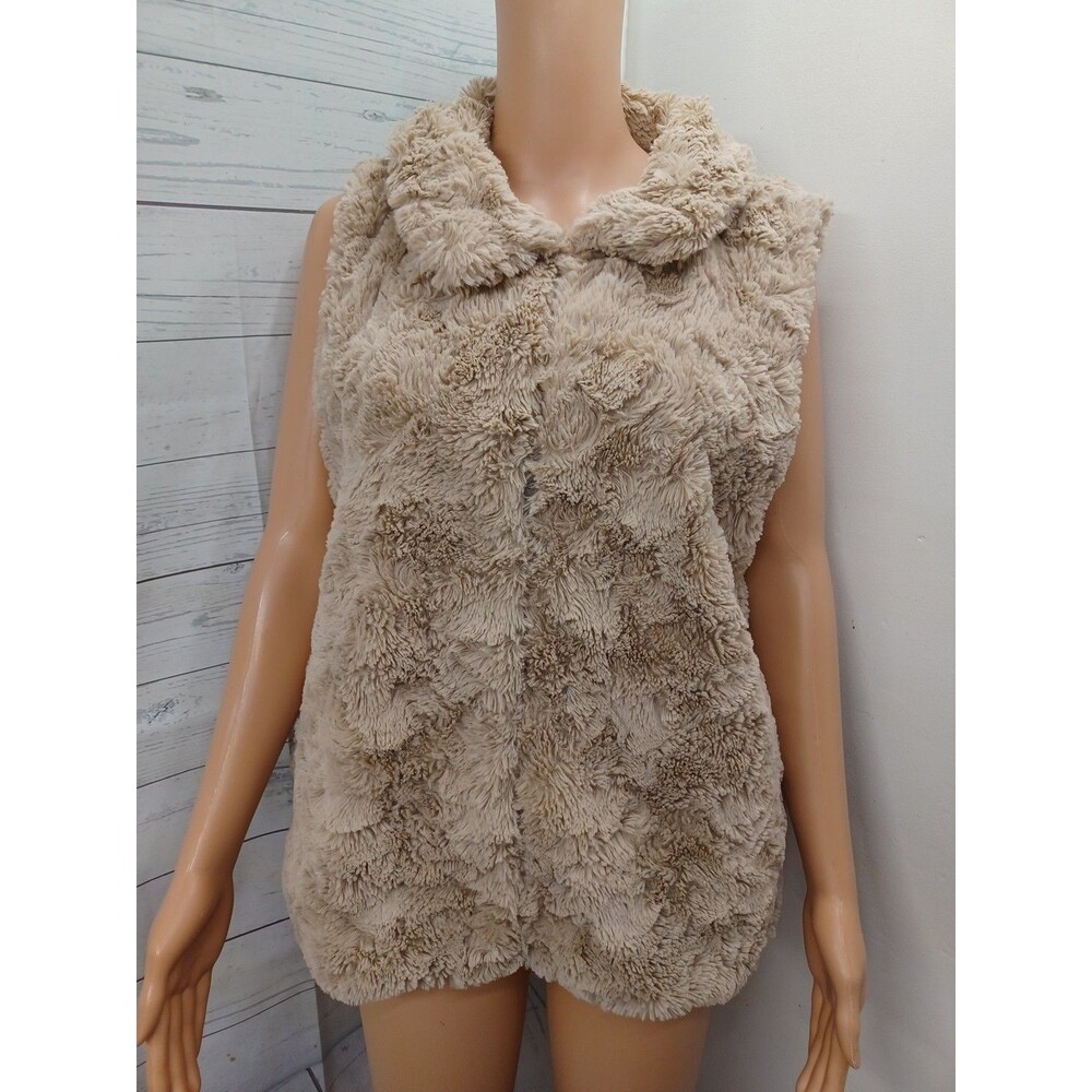 Dylan Faux Fur Vest in Ivory Cream Sz S Sherpa Neutral Beige Plush